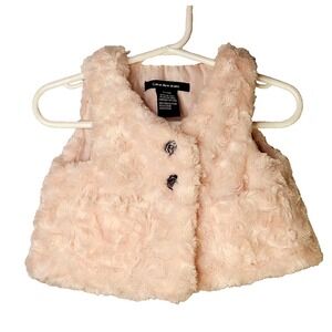 Calvin Klein Jeans Baby Girl Vest 3-6M Light Pink Rosettes Buttons Lined Spring